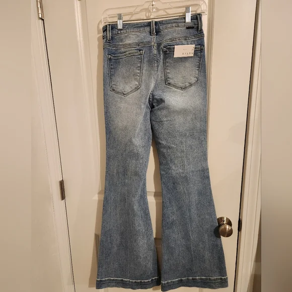 RISEN High Rise Front Patch Pocket Flare Leg Jeans - Size 27 NWT - Picture 4 of 5